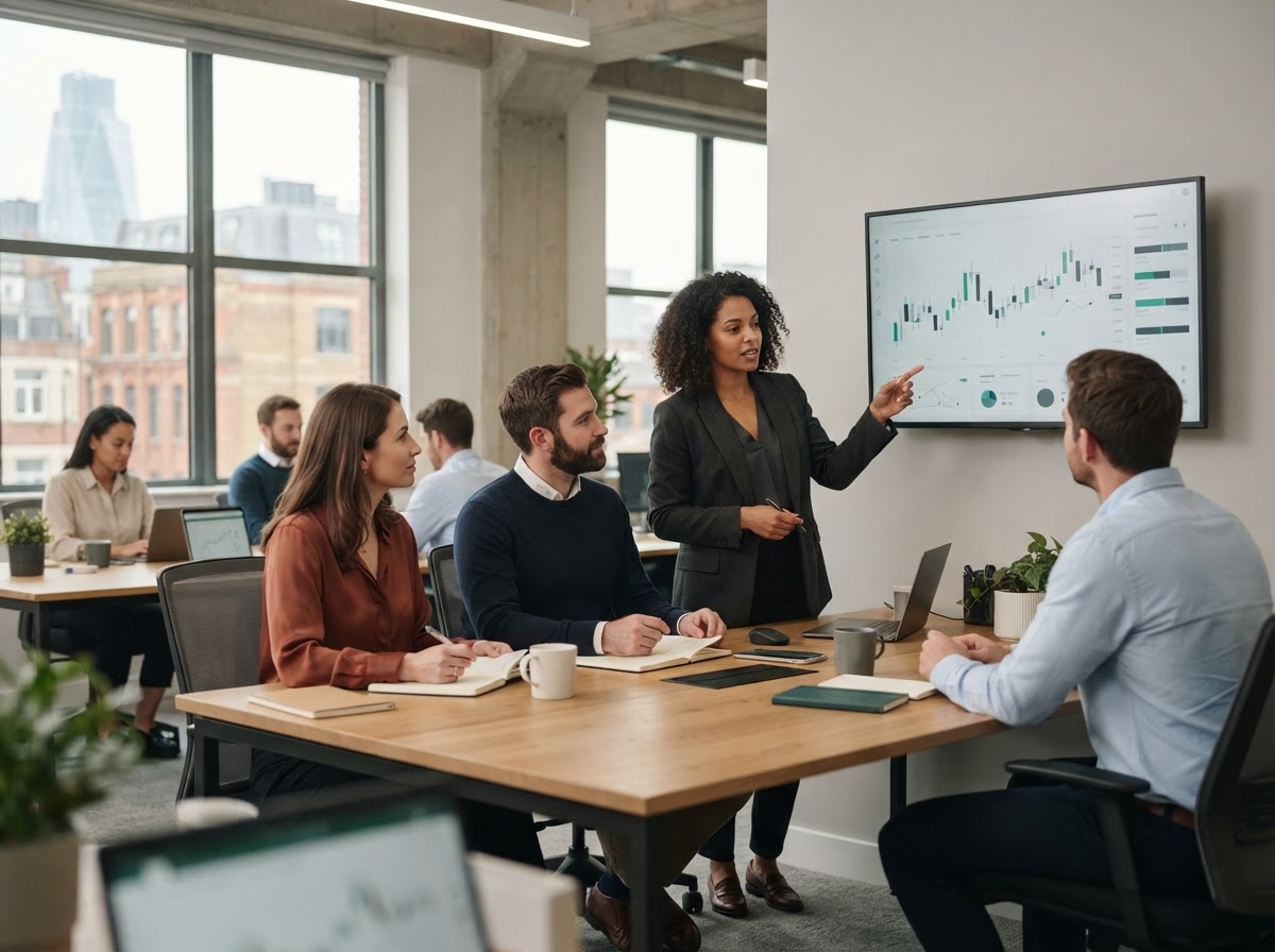Crypto Neurabit team workspace reviewing predictive analytics models